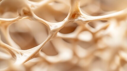 Aufkleber - Close-up view of intricate bone structure, showcasing a complex network of trabeculae, exhibiting a beige and light brown color palette. : Generative AI
