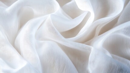 Poster - Close-up view of elegant, flowing white fabric with subtle texture, showcasing its soft, delicate drape and luxurious feel. Ideal for fashion, textile, or design projects. : Generative AI