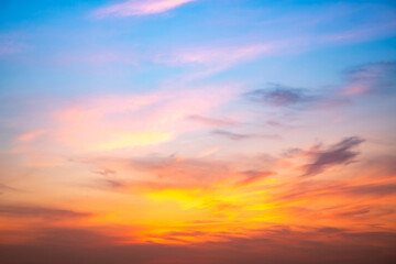 Wall Mural - beautiful , luxury soft gradient orange gold clouds and sunlight on the blue sky perfect for the bac
