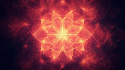 Wall Mural - vibrant red flower illuminated by soft yellow lights against a deep black background creating contra