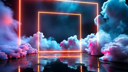 Poster - Neon Dreamscape Abstract fluorescent lights and colorful smoke