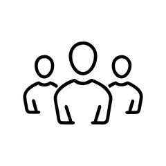 Canvas Print - illustration of three person group icon in black outline
