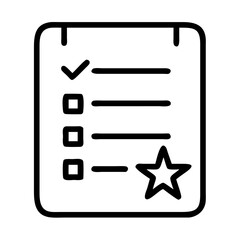 Wall Mural - checklist icon with star and completed task in simple black outline style