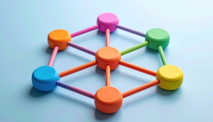 Wall Mural - colorful clay network icon modern abstract design graphic art studio setting creative concept