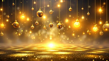 Aufkleber - Glittering Gold Ornaments and Shimmering Particles Dance in a Festive Light Show