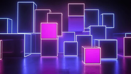 Wall Mural - vibrant neon light filled room with colorful ambient illumination and modern artistic decor elements