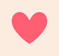 Wall Mural - Cute heart icon in pastel red color. Vector illustration.