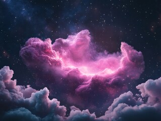 Wall Mural - Pink nebula and clouds