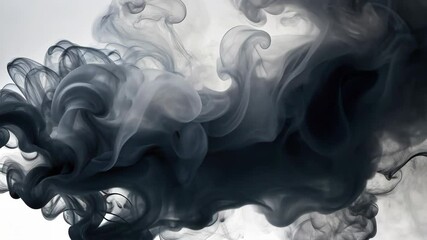 Poster - Dark, Billowing Smoke Creates Abstract Shapes on a Light Background