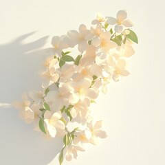 Wall Mural - Exquisite bouquet of delicate white flowers with soft natural lighting creating a serene and ethereal atmosphere against a simple minimalist background