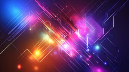 Abstract digital technology background with glowing network lines and circuit patterns.