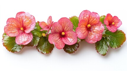 Wall Mural - Vibrant Pink Hibiscus Flowers in Lush Tropical Floral Arrangement  Closeup of beautiful colorful blooming hibiscus blossoms with green leaves in a natural organic botanical setting