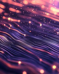 Wall Mural - Abstract purple and orange flowing lines with bokeh effect