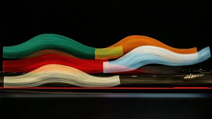 Wall Mural - captivating long exposure of colorful light streaks creating dynamic patterns in dark night sky