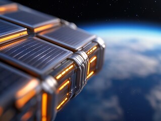 Wall Mural - Space station over earth planet