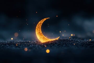 Wall Mural - Glowing crescent moon shines