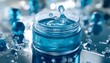 © riskun - Azure gel cream container with splashing liquid.