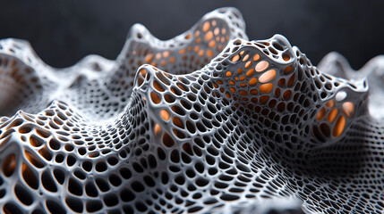 A close up of a white, intricate, and detailed sculpture of a wave