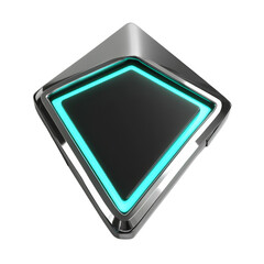 Poster - Chrome framed square with neon blue accent on a seamless white background