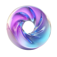 Poster - Abstract iridescent torus with fluid color gradients on white background