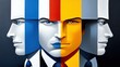 © sergiokat - Stylized faces portrait with vibrant colors and geometrical shapes presenting diverse perspectives and multifaceted personality of subject