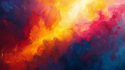 Wall Mural - vibrant and colorful abstract painting with dynamic shapes and textures creating visual interest