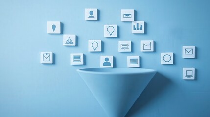 Wall Mural - strategic marketing sales strategy trend analysis concept. visual elements representing digital comm