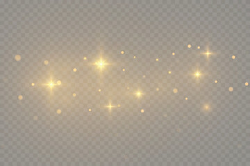Poster - Yellow dust sparks, golden stars, bokeh gold light