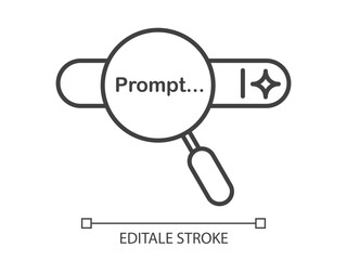 Fototapete - Concept of Artificial Intelligence. Magnifying glass with AI search bar. AI searching and analysis. Data analysis, machine learning, and smart search engine. Vector illustration. Editable stroke.