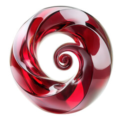 Wall Mural - elegant red glass swirl sculpture on white background revealing abstract forms