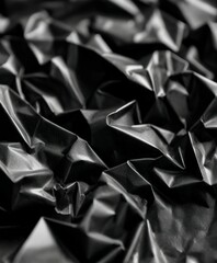 Wall Mural - Crumpled black paper texture in the light