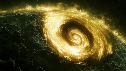 Wall Mural - spirally yellow star forming a vortex in the center of a colorful planet in deep space imagery