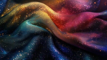 Wall Mural - Colorful abstract fabric waves with soft gradient and light sparkles