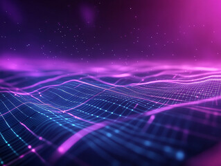 Wall Mural - futuristic digital tech background with dark purple and blue gradient, subtle glowing circuit lines,
