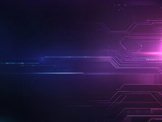 Wall Mural - futuristic digital tech background with dark purple and blue gradient, subtle glowing circuit lines,