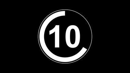 Countdown timer from 15 to 0 seconds real time. Modern flat design of countdown animation isolated on transparent background with alpha channel