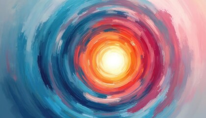 Poster - Abstract art colorful swirl illustration. Spiral circle pattern of bright vibrant color brush strokes. Artwork for background wallpaper design, digital art projects, web banners. Modern tech