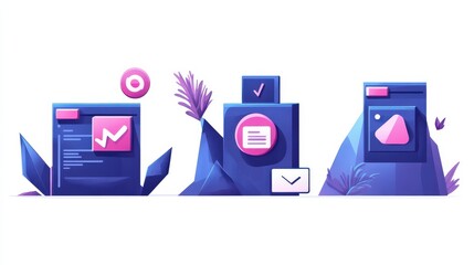 Web development abstract concept vector illustration set. Microsite interface, cross-browser compatibility, 404 error, programming, company page, page not found, website user abstract metaphor. illus
