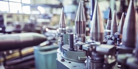 Fototapete - Missile manufacturing process at a modern weapons factory Generative AI