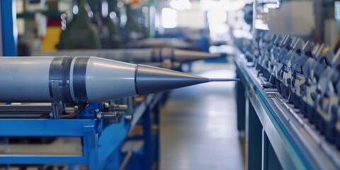 Poster - Missile manufacturing process in a modern weapons factory Generative AI