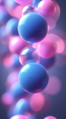 Wall Mural - An abstract display featuring many floating spheres and bokeh