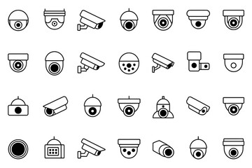 security camera cctv surveillance system vector icons