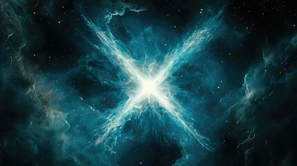 vast celestial explosion with radiant light beams.