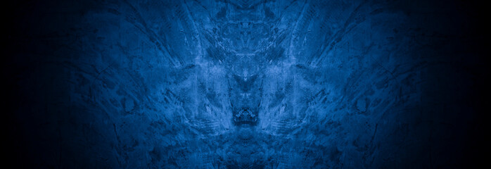 Aufkleber - Old wall pattern texture cement blue dark abstract  blue color design are light with black gradient background.