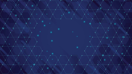 Wall Mural - futuristic hexagon themed background with digital blue grid and glowing lights perfect for technolog
