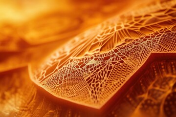 Wall Mural - intricate orange lace pattern, detailed texture, sunlit, abstract background.