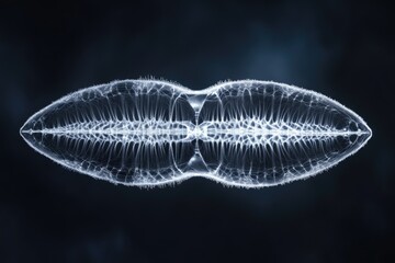 Wall Mural - intricate, bioluminescent diatom displaying symmetrical, delicate structure under microscopic view.