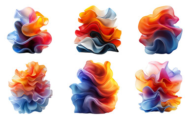 collection set of abstract vibrant shape isolated on transparent white background, clipping path ,pn