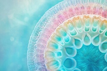 Wall Mural - microscopic image showcasing intricate, pastel-colored concentric circles resembling a biological st