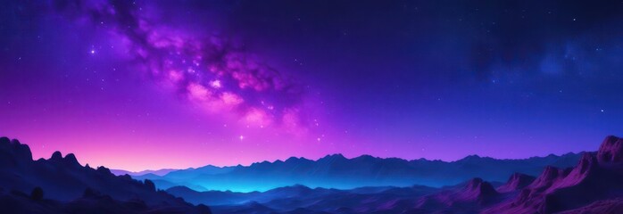 Wall Mural - Deep twilight, vibrant blue and purple hues, countless stars scattered across the canvas , astronomy, color